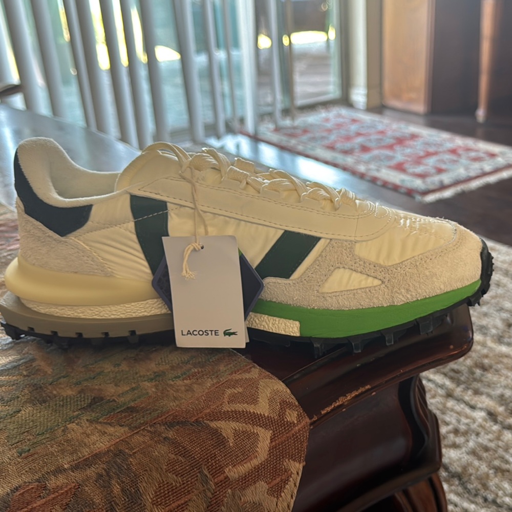 Lacoste Men's Cream and Green Sneakers